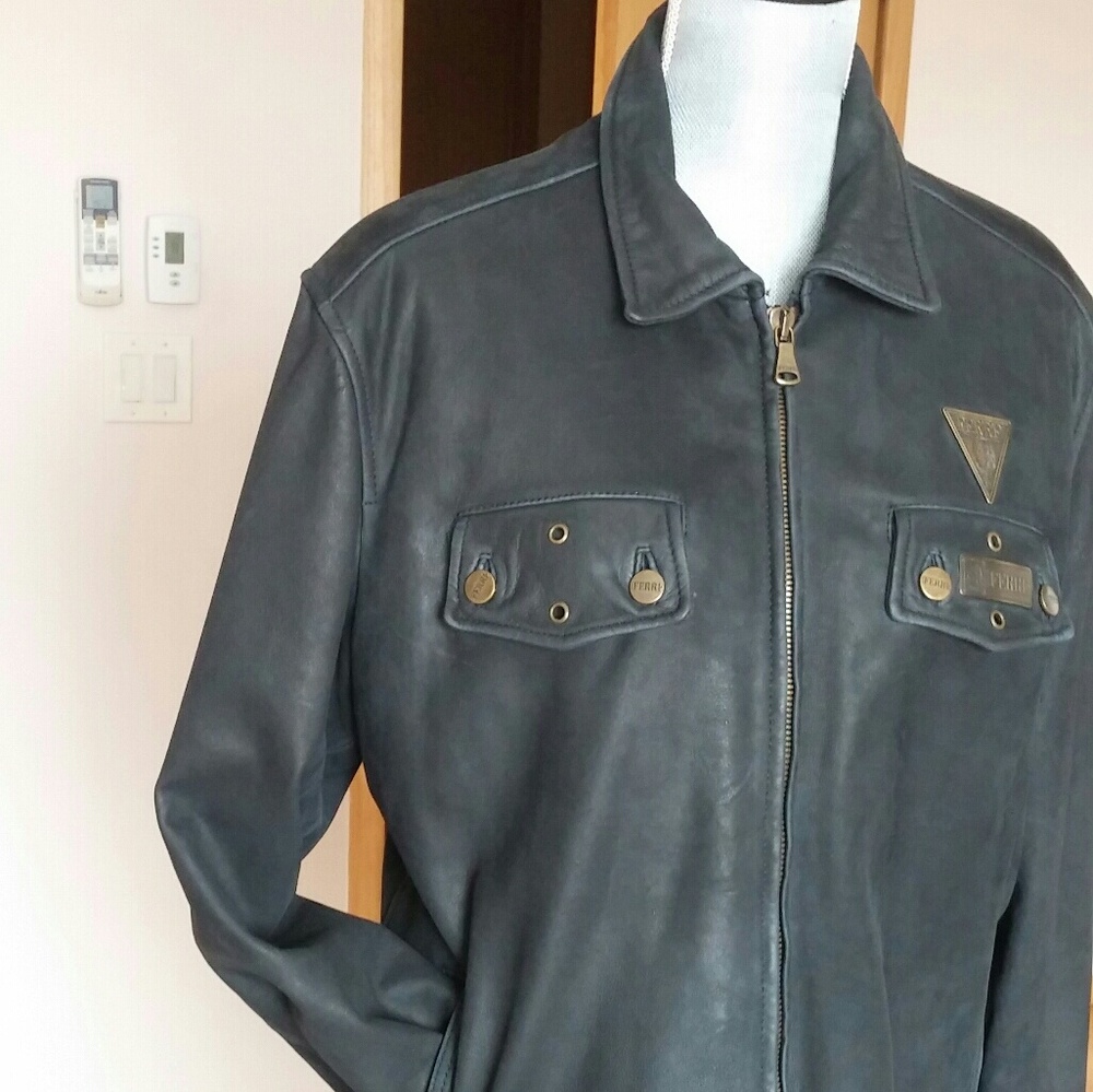Ferre Leather fur lining Jaket with bronze accets.